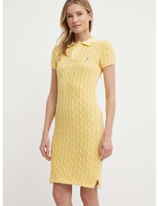 Bavlnené šaty Polo Ralph Lauren žltá farba, mini, rovný strih, 211943139