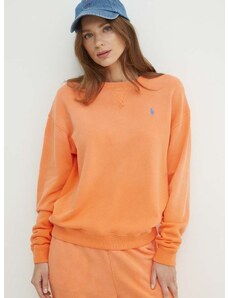 Bavlnená mikina Polo Ralph Lauren dámska, oranžová farba, jednofarebná, 211935582
