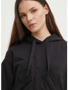 Mikina Calvin Klein Jeans dámska, čierna farba, s kapucňou, s nášivkou, J20J223091