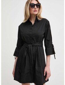 Bavlnené šaty Liu Jo čierna farba, mini, áčkový strih