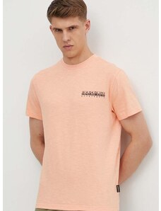 Bavlnené tričko Napapijri S-Martre pánske, ružová farba, s potlačou, NP0A4HQBP1I1