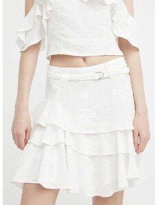 Bavlnená sukňa IRO biela farba, mini, áčkový strih