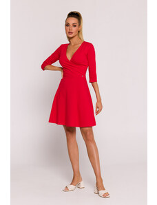 MOE Červené šaty s véčkovým výstrihom M786