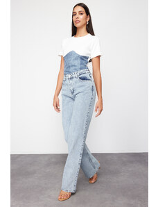 Trendyol Collection Svetlomodré džínsy so širokým pásom