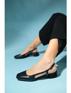 LuviShoes JESTY Black Skin Women's Heeled Sandals