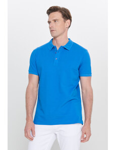 ALTINYILDIZ CLASSICS Pánske tričko Royal Blue 100 % bavlna, nekrčiace sa Pique Polo golier Slim Fit Slim Fit