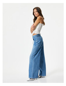 Koton Široké džínsy s rovnými nohavicami, bavlna so štandardným vreckom v páse - Bianca Jeans