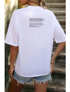 Blah Biele Dámske tričko Oversize zo 100 % bavlny s potlačou