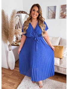 ZAZZA Dlhé šaty s plisovanou sukňou - modrá