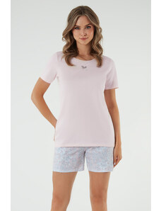 Italian Fashion Dámske bavlnené pyžamo krátke Tacoma ružové, Farba ružová