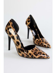 Shoeberry Dámske lesklé ihličkové topánky Massy Leopard