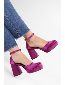 Shoeberry Dámske saténové saténové topánky na podpätku Pascal Purple