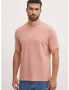 Tričko BOSS BOSS ORANGE pánske, ružová farba, jednofarebné, 50473278