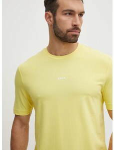 Tričko BOSS BOSS ORANGE pánske, žltá farba, jednofarebné, 50473278