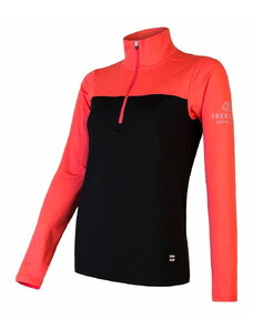 Women's sweatshirt Sensor Coolmax Thermo zipper black/coral