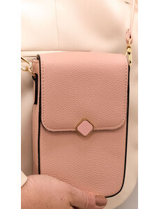 JOHN-C Dámska ružová kabelka na telefón/peňaženka s popruhom crossbody NICOLA