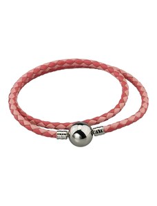 Linda's Jewelry Kožený náramok Dvojitý Ružový Chirurgická oceľ INR088-19