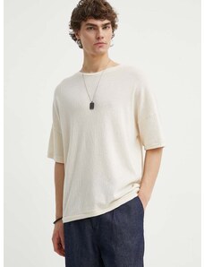 Bavlnené tričko American Vintage T-SHIRT MC COL ROND pánske, béžová farba, jednofarebný, MVIF02AE24