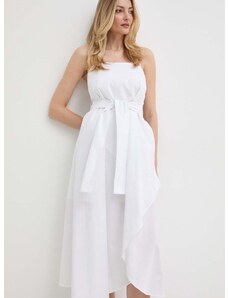 Bavlnené šaty Armani Exchange biela farba, mini, áčkový strih, 3DYA28 YN4RZ
