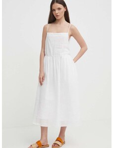 Šaty Tommy Hilfiger biela farba, midi, áčkový strih, WW0WW41877