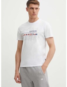 Bavlnené tričko Napapijri S-Turin 1 pánske, biela farba, s potlačou, NP0A4HQG0021