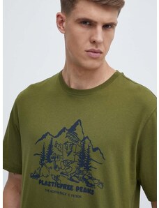 Bavlnené tričko The North Face pánske, zelená farba, s potlačou, NF0A87DXPIB1