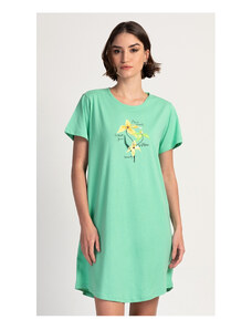 Vienetta Dámska nočná košeľa s krátkym rukávom Paula, farba zelená, 100% bavlna