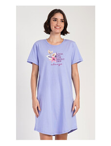 Vienetta Dámska nočná košeľa s krátkym rukávom Elizabeth, farba modrošedá, 100% bavlna