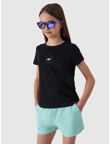 4F Dievčenské tričko z organickej bavlny - čierna