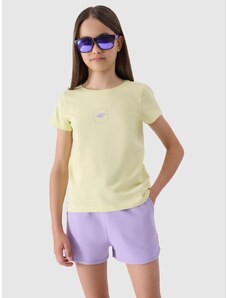 4F Dievčenské tričko z organickej bavlny - vápno