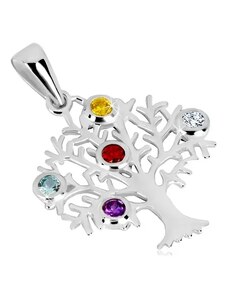 Šperky Eshop - Strieborný prívesok 925 - strom života, rozvetvené konáre, farebné zirkóny S51.14