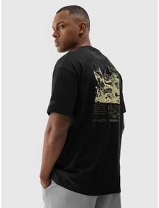 4F Pánske oversize tričko s potlačou - čierne