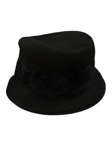 LEVNO Dámsky klobúk - čierny s ozdobou