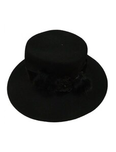 LEVNO Dámsky klobúk - čierny s ozdobou, Variant: