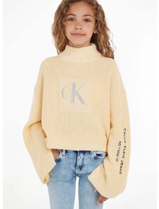 Detský sveter Calvin Klein Jeans béžová farba