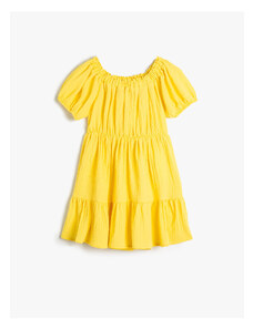 Koton Obyčajné žlté dievčenské šaty po kolená 3skg80060aw