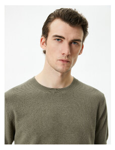 Koton Pletený sveter s krátkym rukávom a výstrihom bavlna