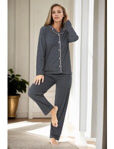 U5515 Dewberry Womens Long Sleeve Pyjama Set-ANTHRACITE