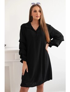 FASARDI Oversize dress with ruffle sleeves, black