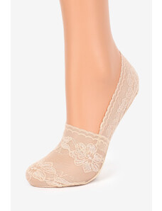 Marilyn Béžové čipkované balerínkové ponožky so silikónovým pásom Z32
