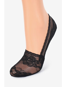 Marilyn Čierne čipkované balerínkové ponožky so silikónovým pásom Z32