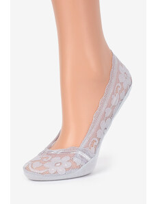 Marilyn Svetlosivé čipkované balerínkové ponožky so silikónovým pásom Z33