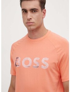 Tričko Boss Green pánske, oranžová farba, s potlačou, 50512999
