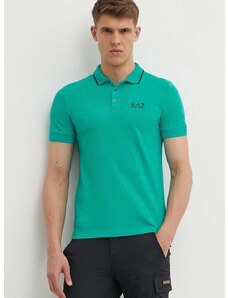 Polo tričko EA7 Emporio Armani pánsky, zelená farba, s potlačou