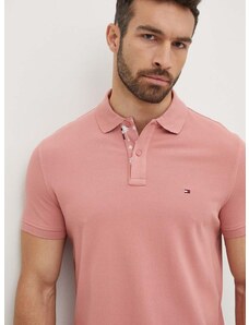 Polo tričko Tommy Hilfiger pánske, ružová farba, jednofarebné, MW0MW34738