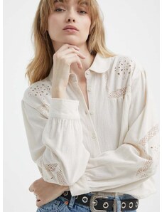 Bavlnená košeľa BA&SH EMILY dámska, béžová farba, regular, s klasickým golierom, 1E24EMIL