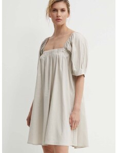 Ľanové šaty Gestuz béžová farba, mini, áčkový strih, 10909293