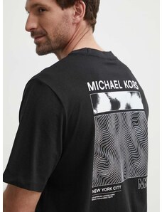 Bavlnené tričko Michael Kors pánsky, čierna farba, s potlačou