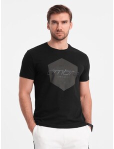 Ombre Clothing Jedinečné čierne tričko s logom V2 TSPT-0141