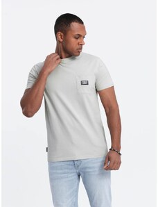 Ombre Clothing Trendy tričko s ozdobným vreckom svetlo zelené V2 TSCT-0109